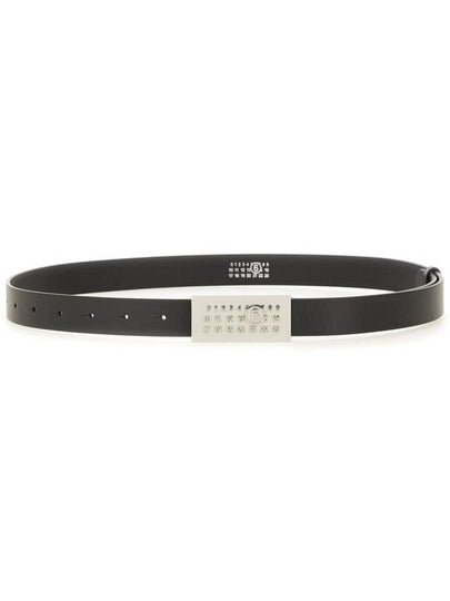 Numeric Logo Buckle Tag Leather Belt Black - MAISON MARGIELA - BALAAN 2