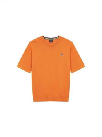 PS zebra patch short sleeve knit orange 270883 - PAUL SMITH - BALAAN 1