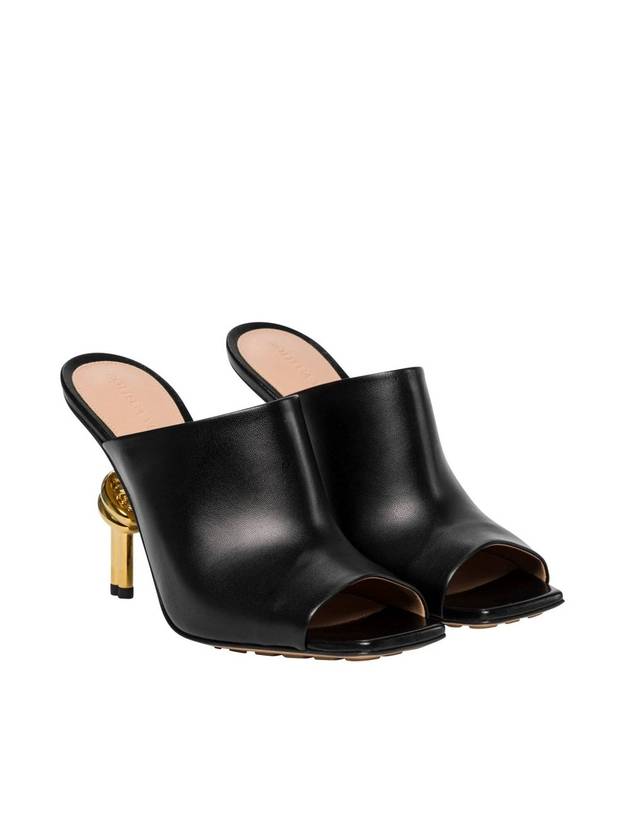 Knot Leather Heels Mules Black - BOTTEGA VENETA - BALAAN 2