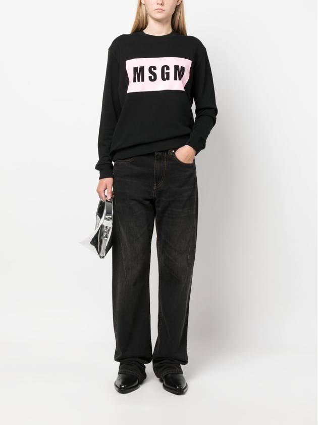 Box Logo Cotton Sweatshirt Black - MSGM - BALAAN 3