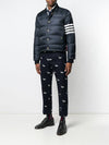 Downfilled Nylon 4-Bar Bomber Padding Navy - THOM BROWNE - BALAAN 4