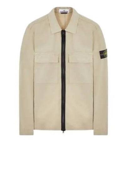 Zipper Regular Fit Cotton Overshirt Jacket Beige - STONE ISLAND - BALAAN 2