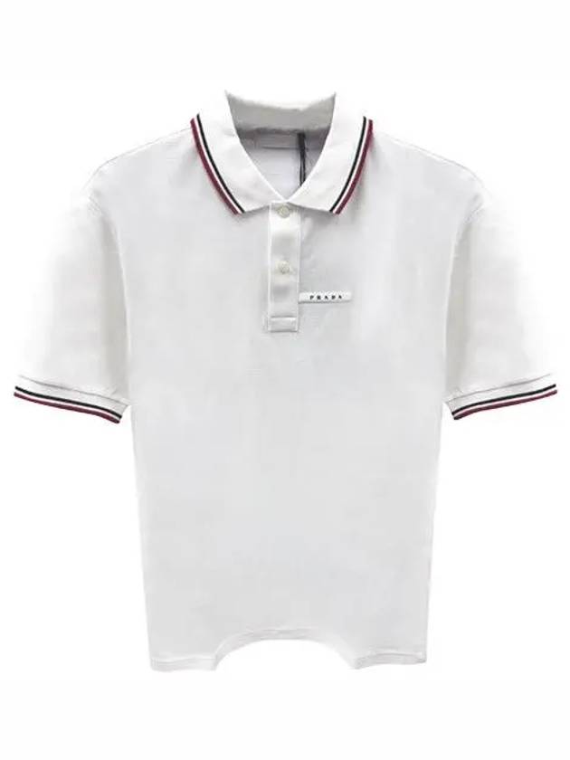 Logo Patch Polo Shirt White - PRADA - BALAAN 2