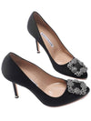 Hangisi Satin Jewel Pumps Heel Black - MANOLO BLAHNIK - BALAAN 6