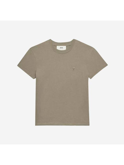 Tone On Tone Heart Logo Organic Cotton Short Sleeve T-Shirt Brown - AMI - BALAAN 2