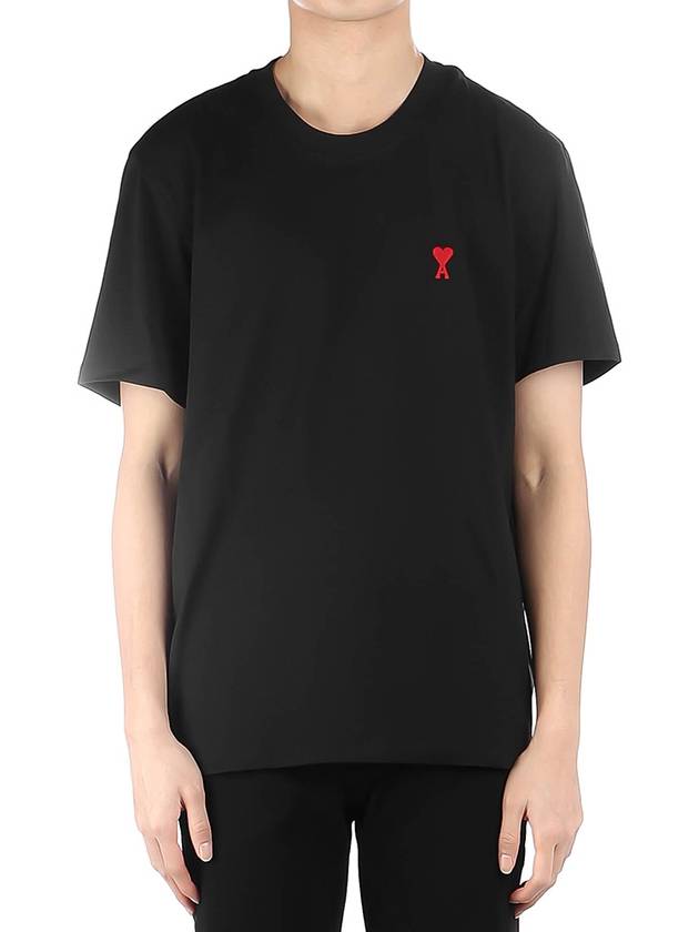 Small Heart Logo Short Sleeve T-Shirt Black - AMI - BALAAN 2