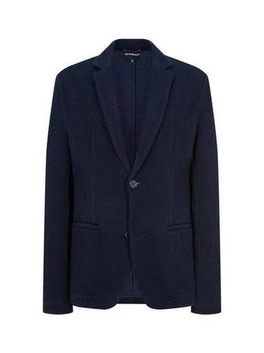 Men s no cheat lapel textured single jacket navy 271954 - EMPORIO ARMANI - BALAAN 1