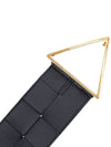 Intrecciato Triangular Buckle Leather Belt Black - BOTTEGA VENETA - BALAAN.