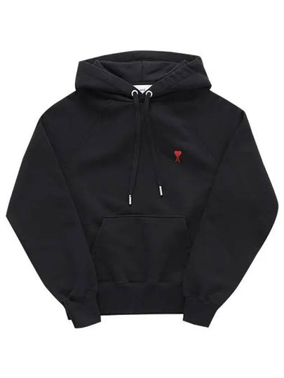 Heart Logo Cotton Hoodie Black - AMI - BALAAN 2