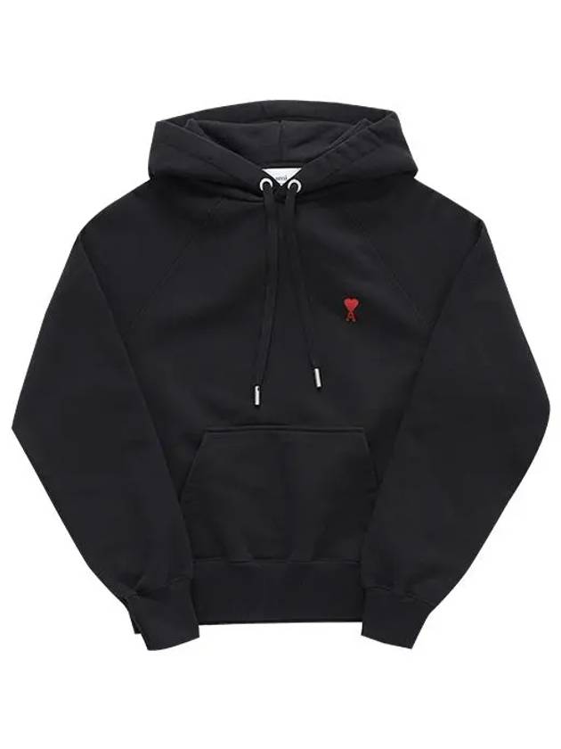 Heart Logo Cotton Hoodie Black - AMI - BALAAN 4