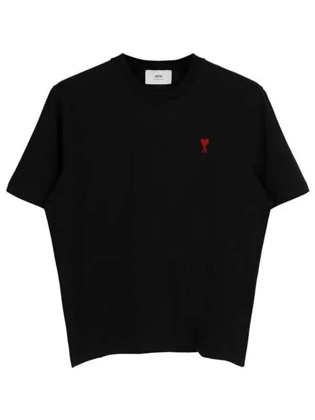 Small Heart Logo Boxy Fit Short Sleeve T-Shirt Black - AMI - BALAAN 2