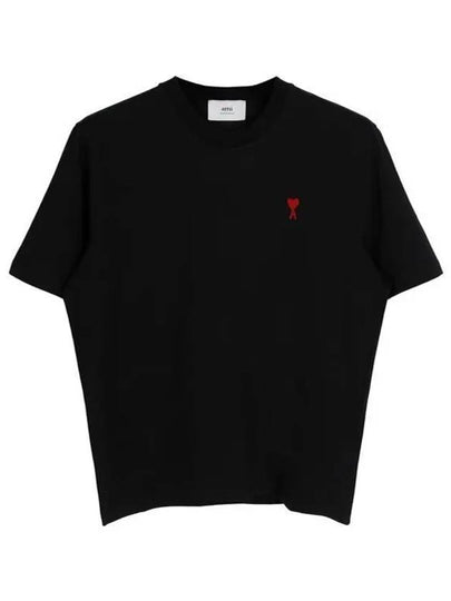 Small Heart Logo Boxy Fit Short Sleeve T-Shirt Black - AMI - BALAAN 2