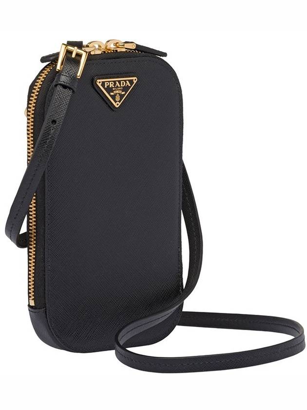 Triangle Logo Saffiano Mini Cross Shoulder Bag Black - PRADA - BALAAN 3