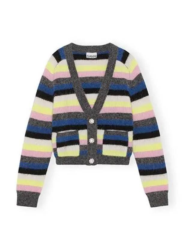 cardigan women striped wool multi - GANNI - BALAAN 1