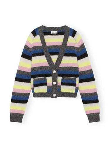 cardigan women striped wool multi - GANNI - BALAAN 1