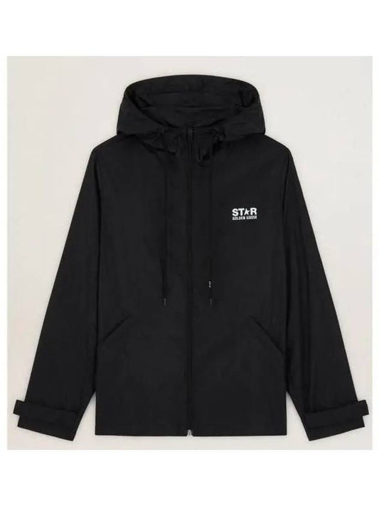 Men's Back Logo Hooded Windbreaker Black - GOLDEN GOOSE - BALAAN 2