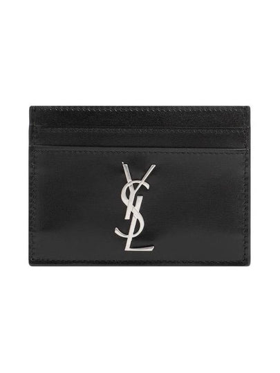 Monogram Card Case in Smooth Leather Black - SAINT LAURENT - BALAAN 2