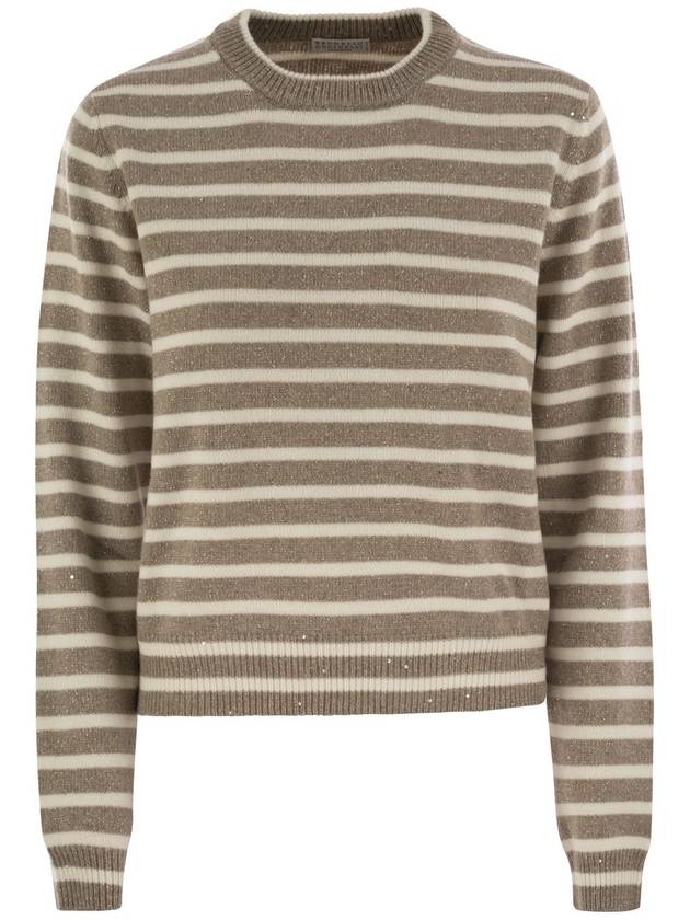 Sparkling & Dazzling striped cashmere and wool sweater - BRUNELLO CUCINELLI - BALAAN 1