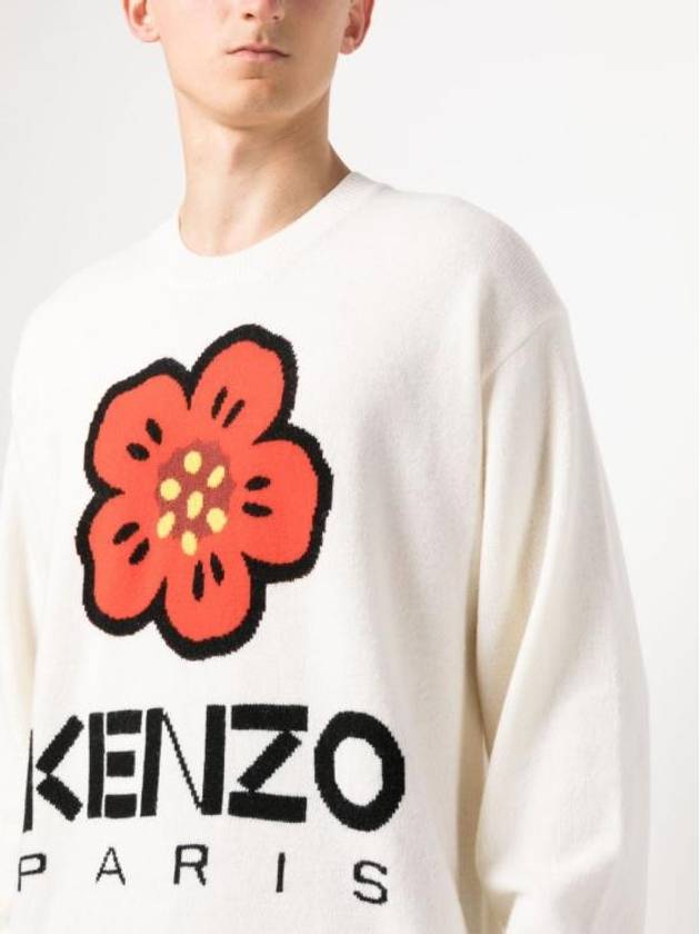 Boke Flower Merino Wool Knit Top Off White - KENZO - BALAAN 6