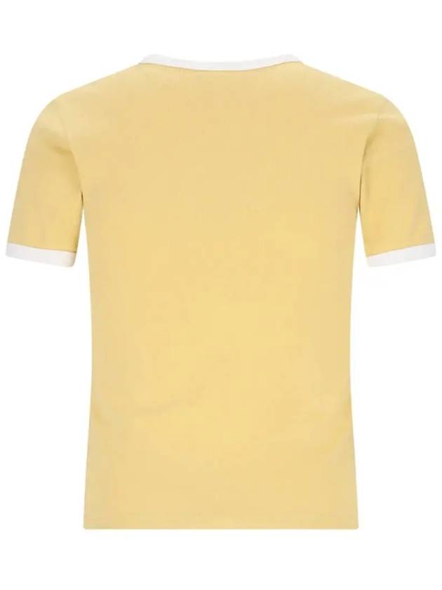 Contrast Trimming Logo Patch Short Sleeve T-shirt Yellow - COURREGES - BALAAN 4