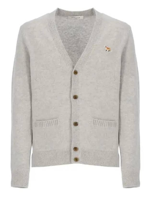 Baby Fox Patch V-neck Cardigan Light Grey - MAISON KITSUNE - BALAAN 2