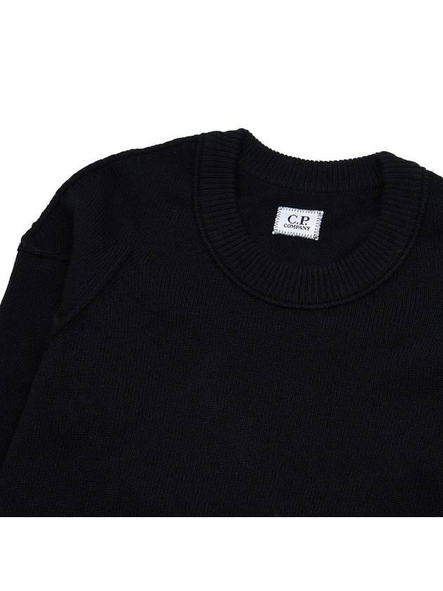 Lambswool GRS Crew Neck Knit Top Black - CP COMPANY - BALAAN 4