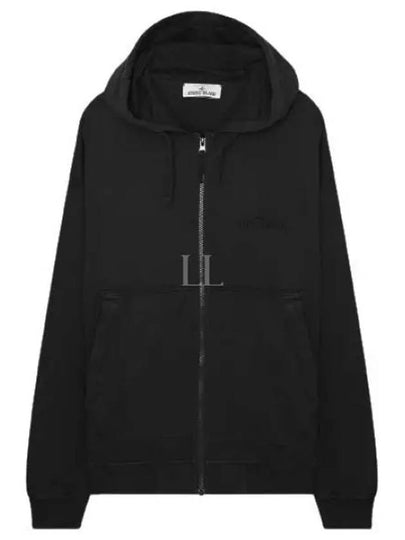 Garment Dyeing Cotton Jersey Zip-Up Hoodie Black - STONE ISLAND - BALAAN 2