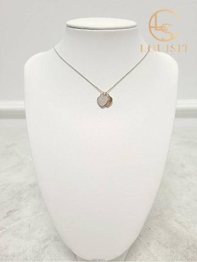 Used luxury goods Lewis It 18K rose gold silver double heart tag pendant mini necklace - TIFFANY & CO. - BALAAN 2