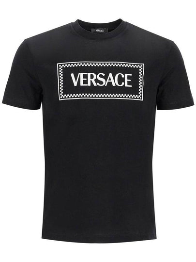 Logo Print Short Sleeve T-Shirt Black - VERSACE - BALAAN 2