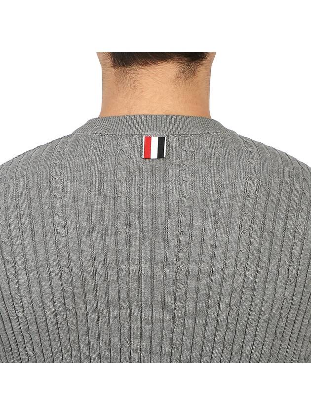 Baby Cable Cotton 4 Bar Crew Neck Knit Top Grey - THOM BROWNE - BALAAN 10