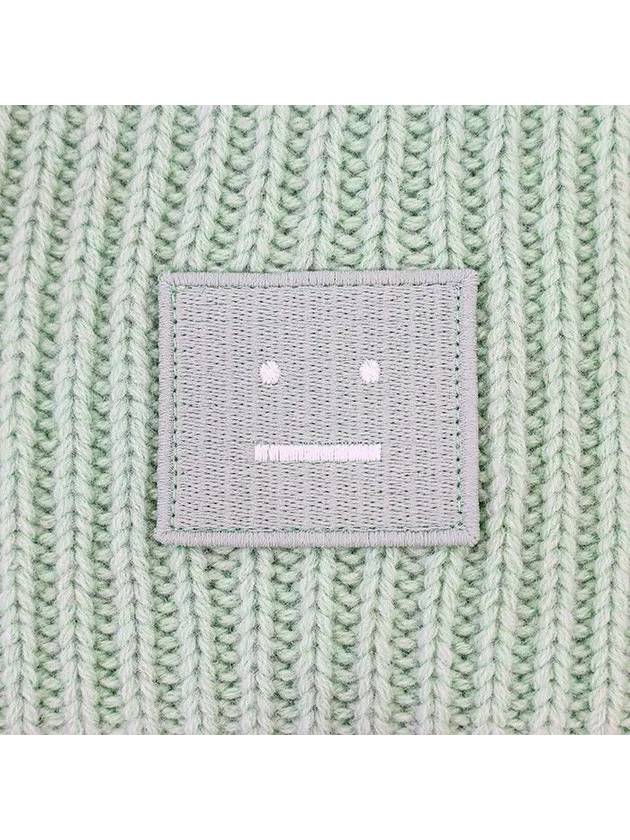 Face Patch Ribbed Wool Beanie Spring Green - ACNE STUDIOS - BALAAN 3