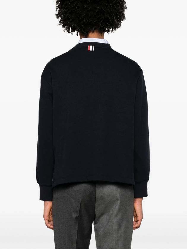 Loopback Hector Rose Oversized Crew Neck Cotton Sweatshirt Navy - THOM BROWNE - BALAAN 5