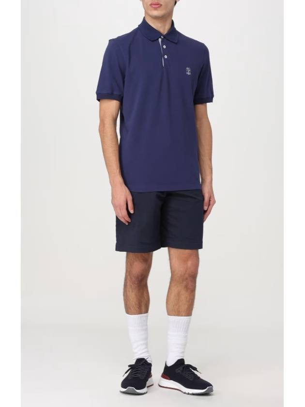 Logo Cotton Polo Shirt Navy - BRUNELLO CUCINELLI - BALAAN 4