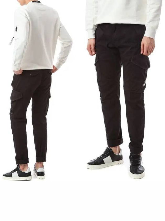 Lens Wappen Biker Straight Pants Black - CP COMPANY - BALAAN.