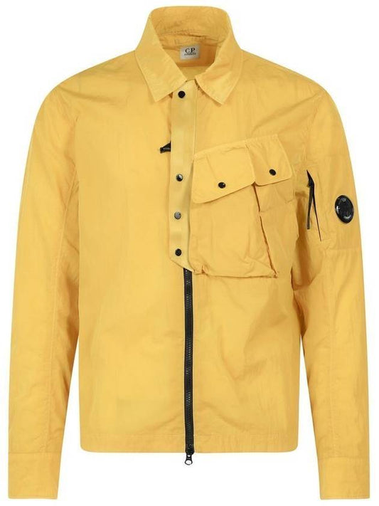 Men's Lens Wappen Chrome R Shirt Jacket Yellow - CP COMPANY - BALAAN.