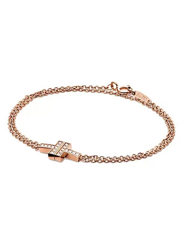 Tiffany T diamond double chain bracelet rose gold 62355646 - TIFFANY & CO. - BALAAN 4