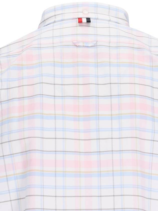 Men's Plaid Three Stripes Armband Oxford Long Sleeve Shirt Light Pink - THOM BROWNE - BALAAN 5