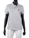 Men's Heart Logo Polo Shirt Grey - AMI - BALAAN 6