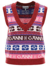 Logo Wool Mix Vest Red - GANNI - BALAAN 2