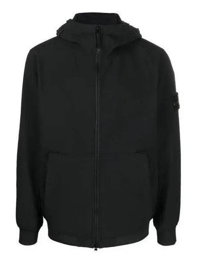 Men's Wappen Patch Softshell Zip Up Hoodie Black - STONE ISLAND - BALAAN 2