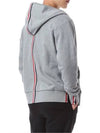 Center Back Stripe Cotton Zip Up Hoodie Light Grey - THOM BROWNE - BALAAN 3