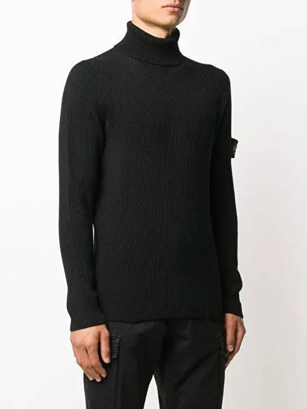 Logo Patch Wool Knit Turtleneck Black - STONE ISLAND - BALAAN 3