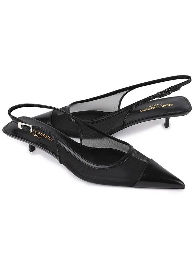 Oxalis Slingback Heels Black - SAINT LAURENT - BALAAN 4