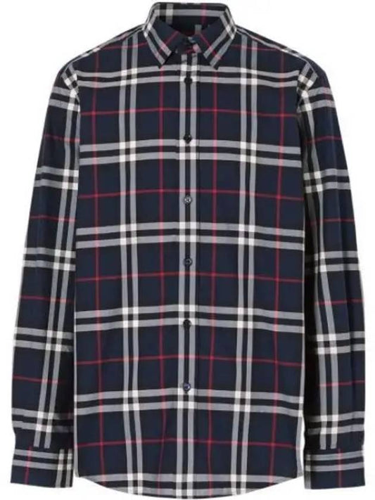 Men's Vintage Check Long Sleeve Shirt Navy - BURBERRY - BALAAN 2