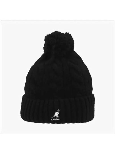 K4460SM BLACK cable knit pom beanie - KANGOL - BALAAN 2