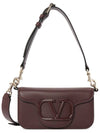 V Logo Signature Leather Shoulder Bag Burgundy - VALENTINO - BALAAN 1