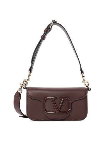 V Logo Signature Leather Shoulder Bag Burgundy - VALENTINO - BALAAN 1