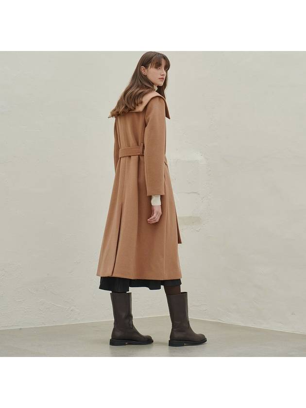 Women's Cashmere Sailor Collar Double Coat Camel - MITTE - BALAAN 4