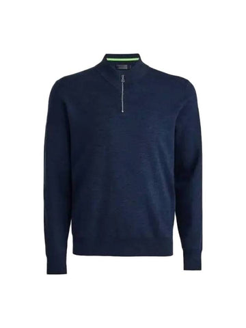 Golf PLAITED MERINO WOOL QUARTER ZIP SWEATER G4MF23S200 INK Men's Merino Wool Quarter Zip Sweater - G/FORE - BALAAN 1