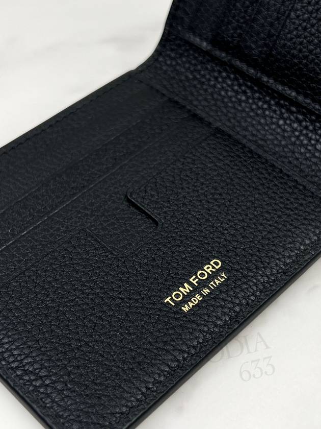 Men's T-Line Small Grain Leather Half Wallet Black - TOM FORD - BALAAN 7